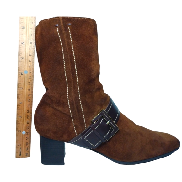 Ecco Womens Arizona Brown Suede Leather Square Toe Boots Low Heel EU 40 US 9/9.5 - Picture 3 of 16